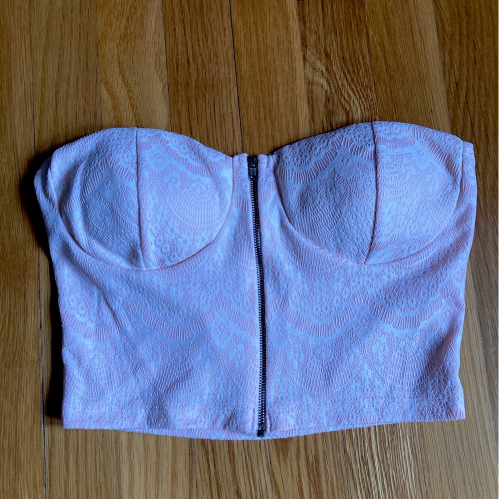Alt. B Pink Lace Design Crop Top